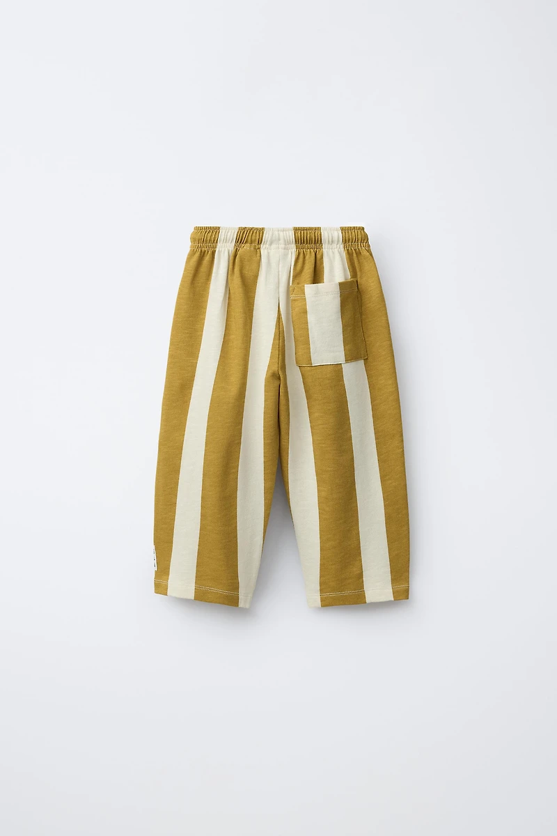 PANTALON DROIT EN MOLLETON À RAYURES