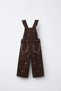LONG EMBROIDERED FLORAL OVERALLS