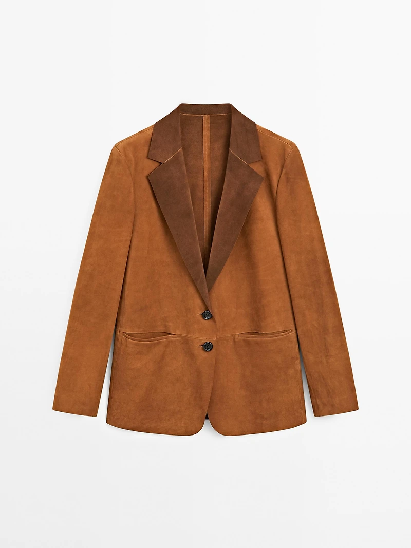 Flowing suede leather blazer