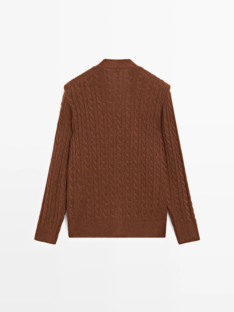Wool blend cardigan with scarf detail