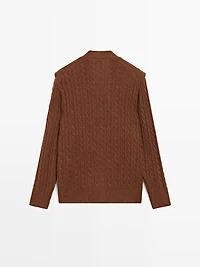 Wool blend cardigan with scarf detail