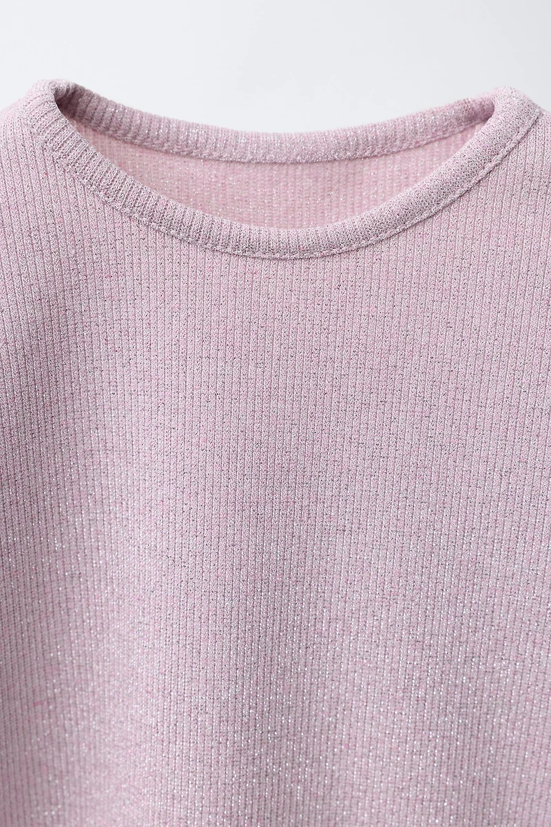 SPARKLY RIBBED T-SHIRT