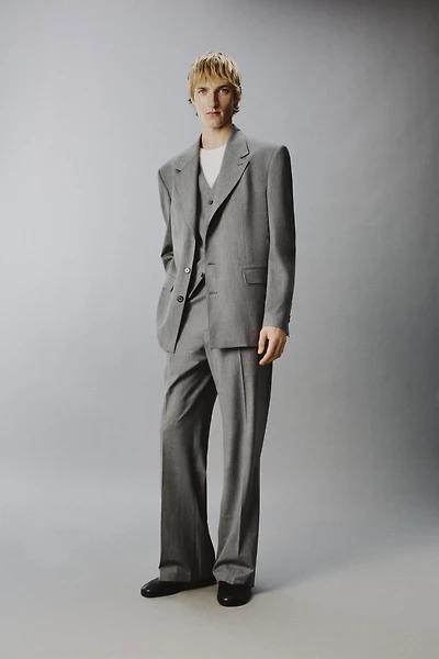 STRIPED TEXTURED SUIT JACKET