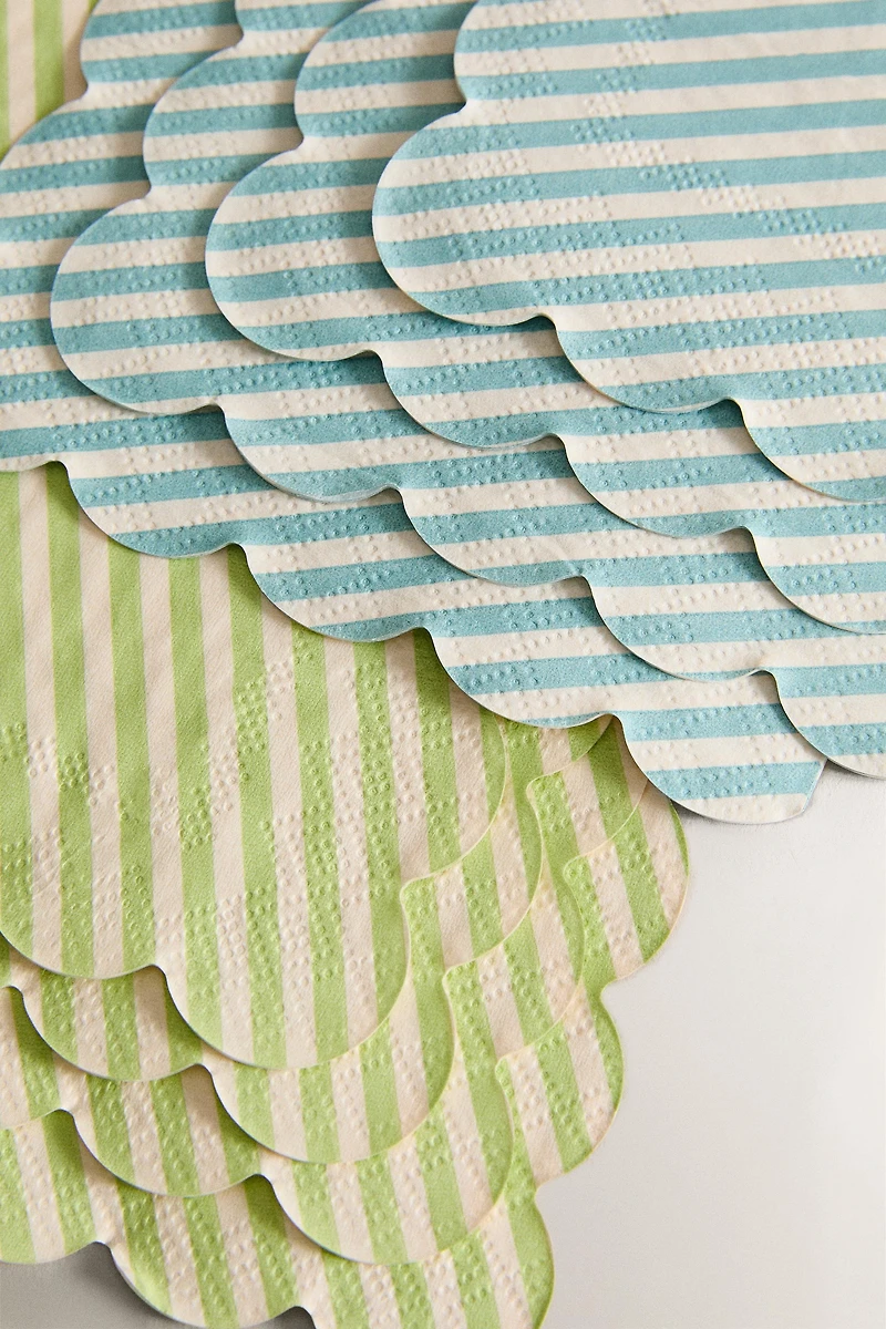 LOT SERVIETTES DE TABLE PAPIER RAYURES (LOT DE 30)