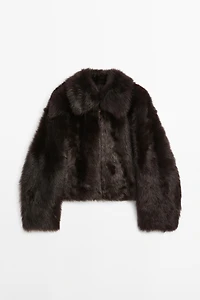 Short leather jacket with fur