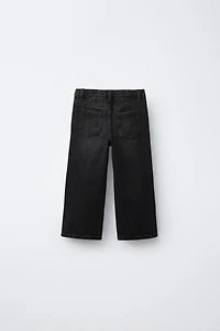 CROSSOVER WAIST WIDE LEG JEANS