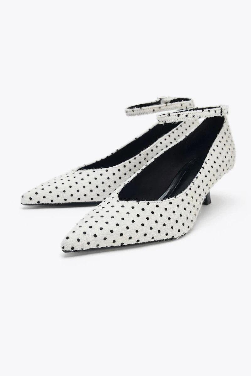 POLKA DOT FUR LEATHER HEELS