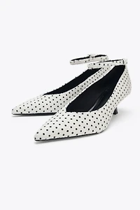 POLKA DOT FUR LEATHER HEELS