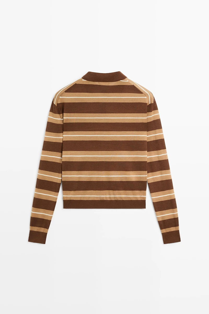Striped polo sweater