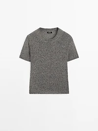Metallic short sleeve knit sweater