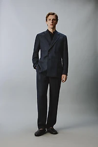 HERRINGBONE 100% LINEN DOUBLE-BREASTED BLAZER