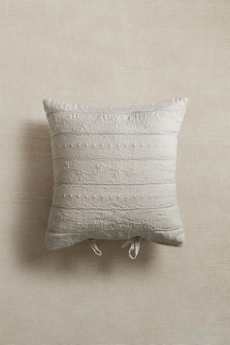 BABY THROW PILLOW WITH FLORAL EMBROIDERY