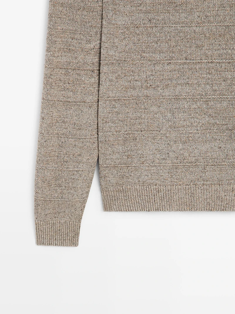 Pull maille rayures col rond