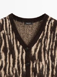 Veste sans manches en maille de laine mélangée à imprimé animal