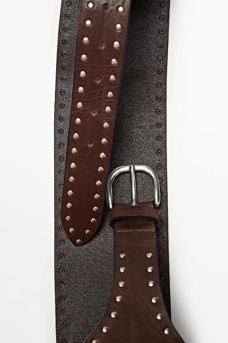 Nappa leather stud belt