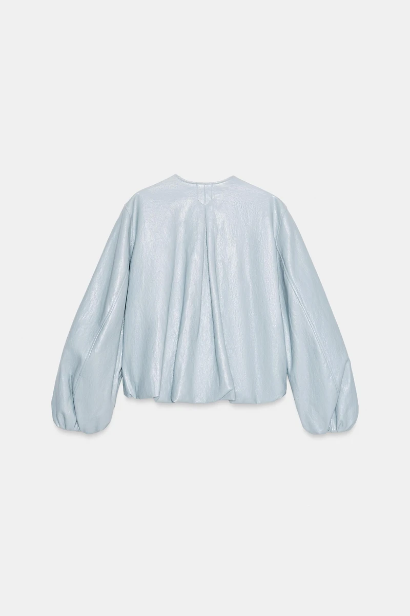 FAUX LEATHER BALLOON JACKET