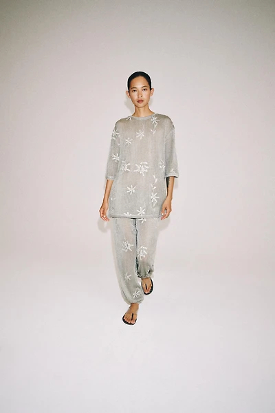 METALLIC THREAD OVERSIZED KNIT TOP