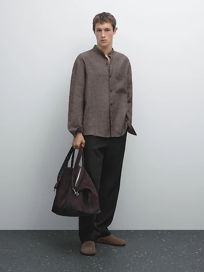 Relaxed fit overshirt with a stand collar