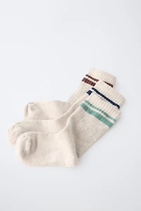 LOT DE TROIS PAIRES CHAUSSETTES HAUTES À RAYURES SPORTIVES