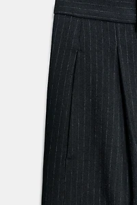 PLEATED PINSTRIPE BERMUDA SHORTS ZW COLLECTION