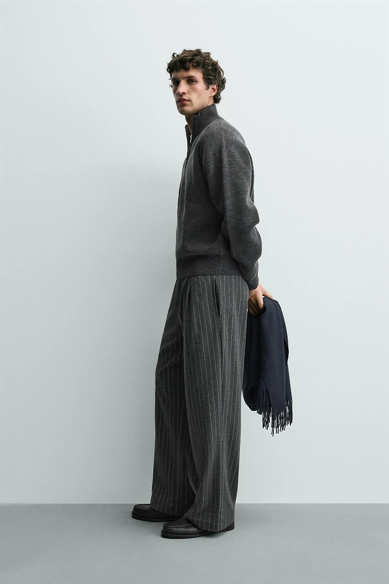 PINSTRIPE PLEATED PANTS