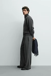 PINSTRIPE PLEATED PANTS