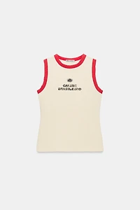 CONTRAST TRIM TEXT T-SHIRT