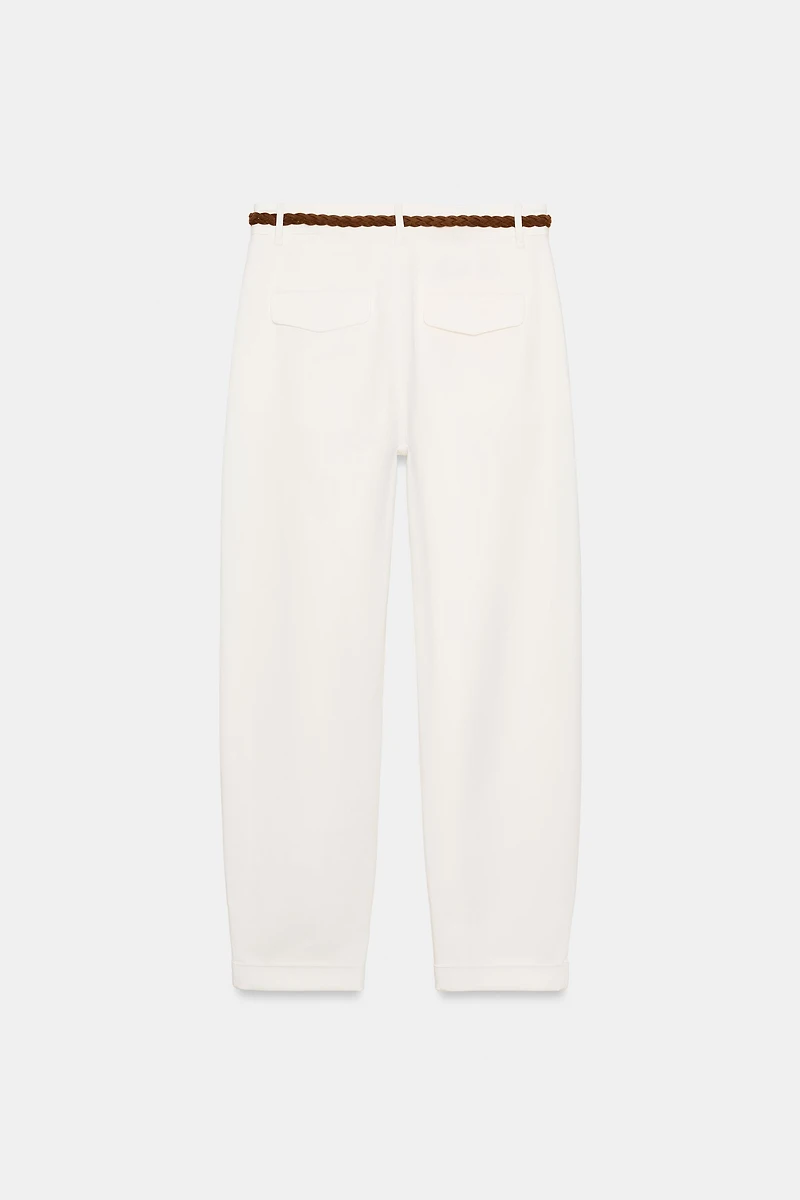 BRAIDED BELT CHINO PANTS