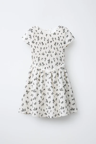 ROBE NID D'ABEILLE FLEURS