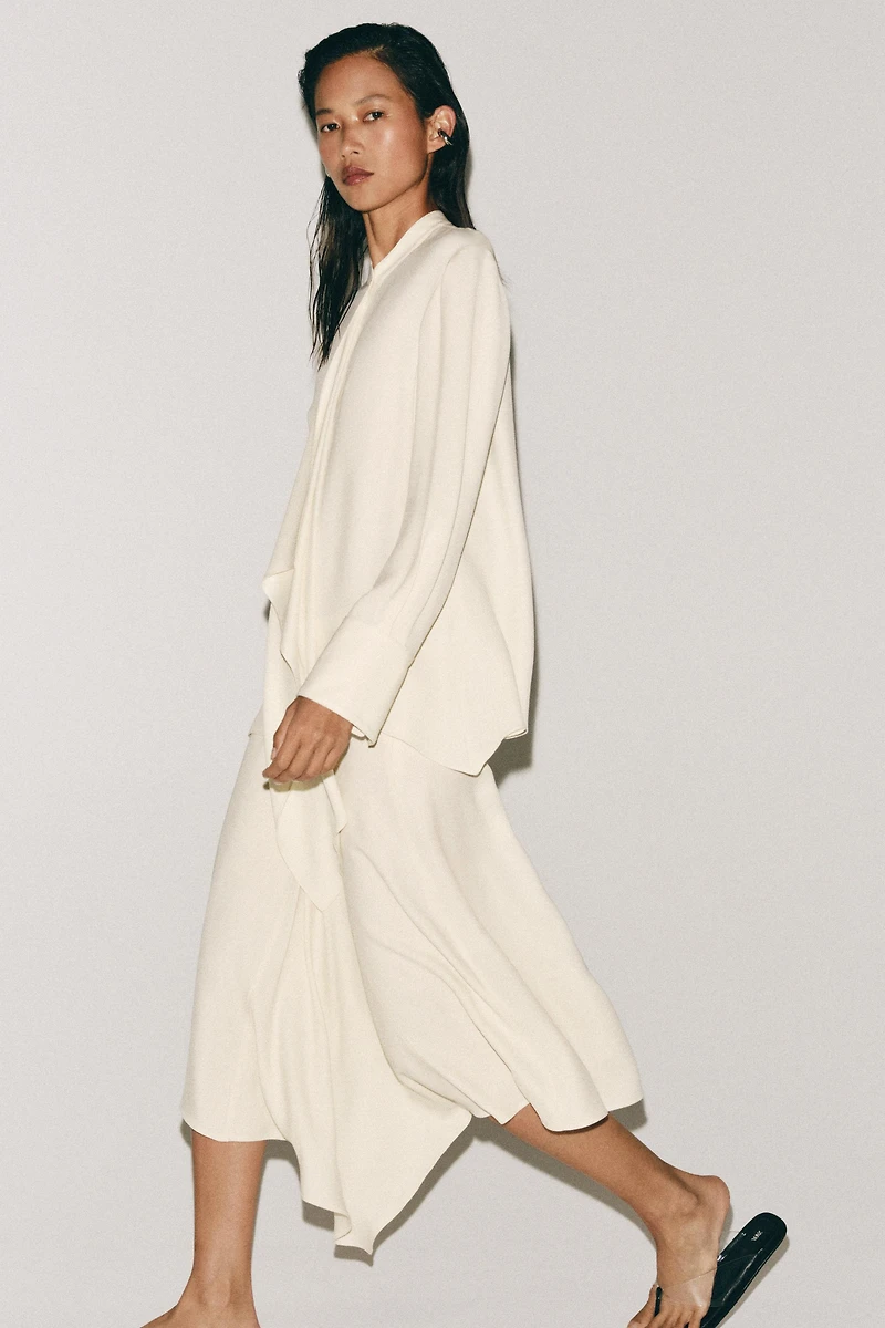 ZW COLLECTION TIED PLEATED BLOUSE