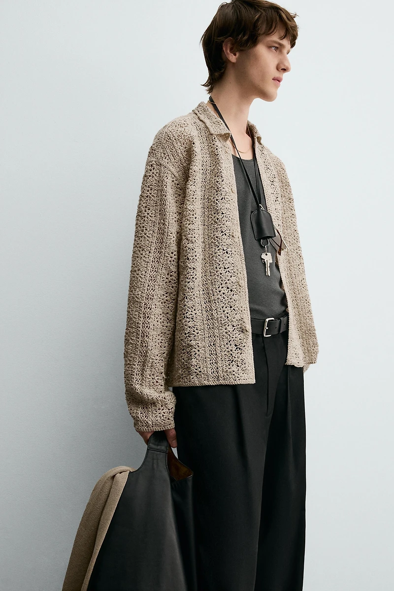 CROCHET TEXTURED OVERSHIRT