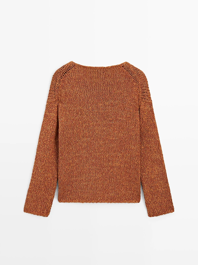 Cotton blend cutwork sweater