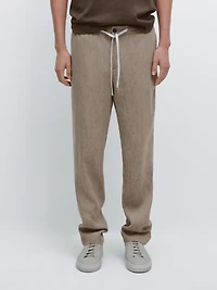 Pantalon total look lin délavé