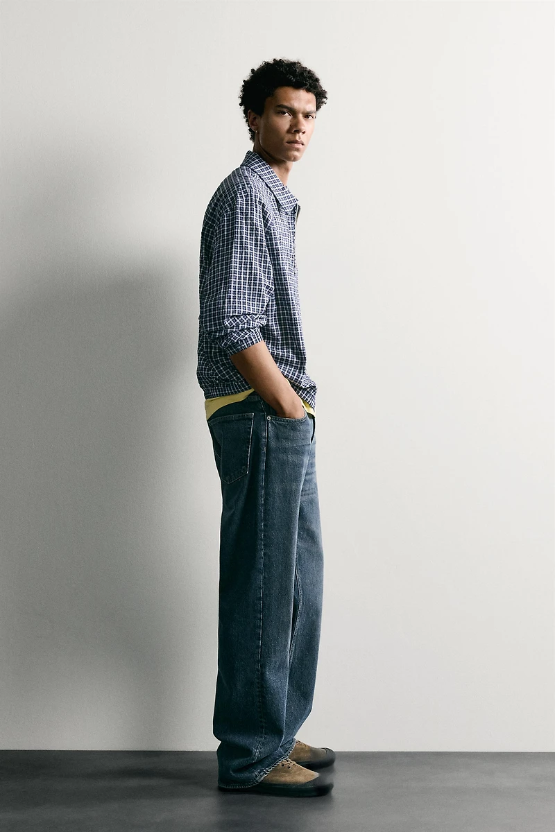 TEXTURED PLAID OVERSHIRT