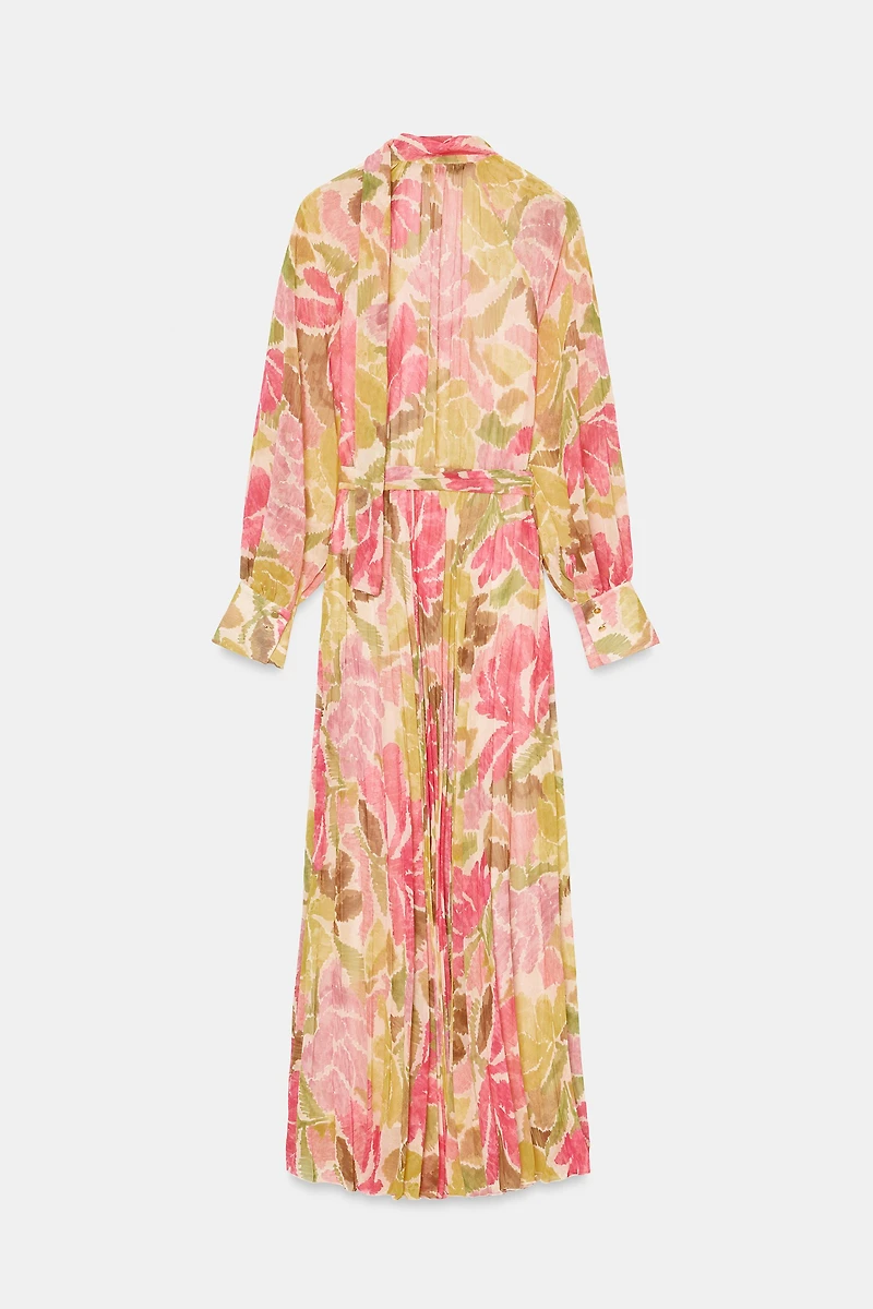 ROBE IMPRIMÉE FLEURIE AVEC CEINTURE À NŒUD