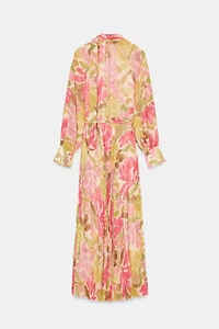 ROBE IMPRIMÉE FLEURIE AVEC CEINTURE À NŒUD