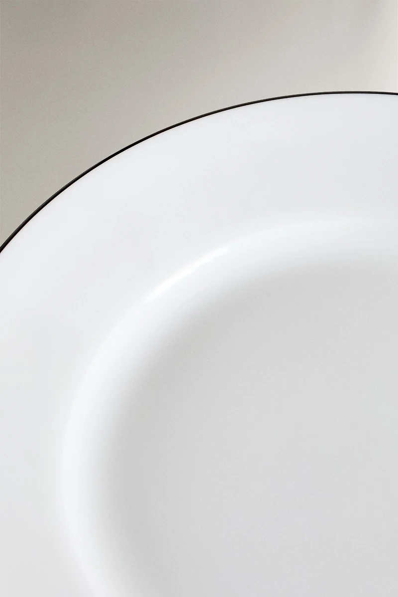 BONE CHINA SIDE PLATE WITH BLACK RIM