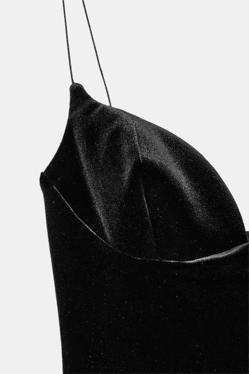 VELVET STRAPPY BODYSUIT