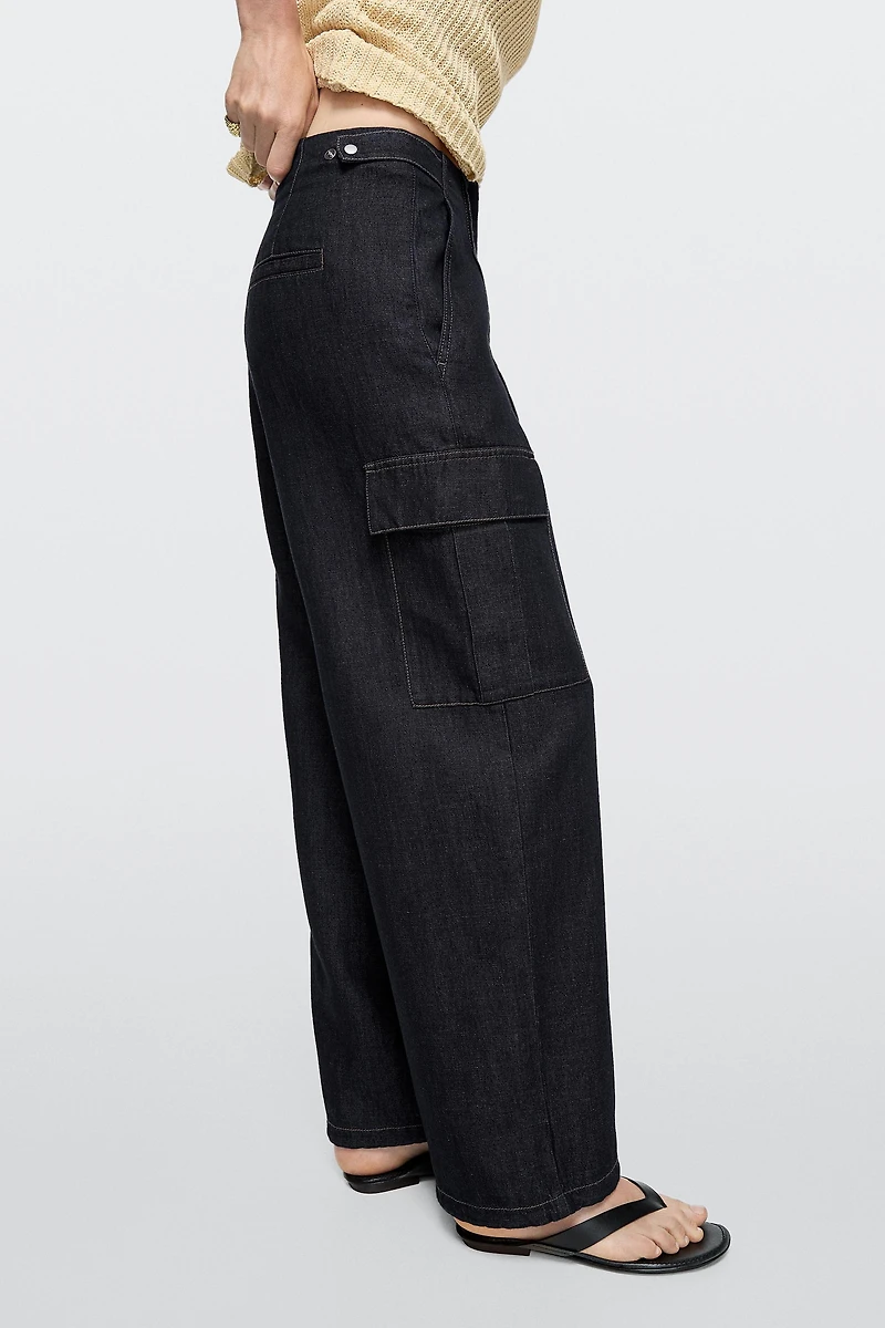 Linen blend cargo jeans