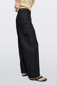 Linen blend cargo jeans