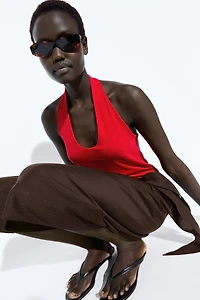 Long flowing Bermuda shorts with scarf detail