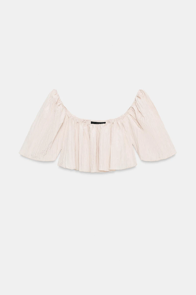 WRINKLED EFFECT CROP TOP
