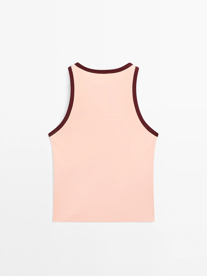 100% cotton halter top with contrast detail