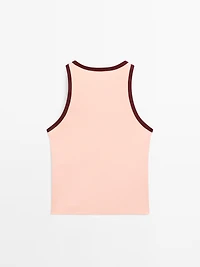 100% cotton halter top with contrast detail