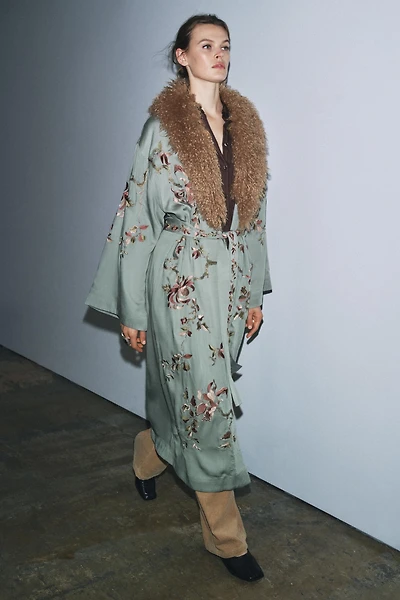 FAUX FUR COLLAR KIMONO ZW COLLECTION LIMITED EDITION