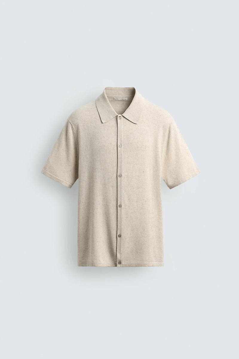 COTTON LINEN BLEND KNIT SHIRT