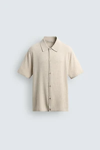 COTTON LINEN BLEND KNIT SHIRT