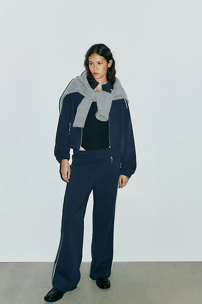 LACE TRIM WIDE SWEATPANTS