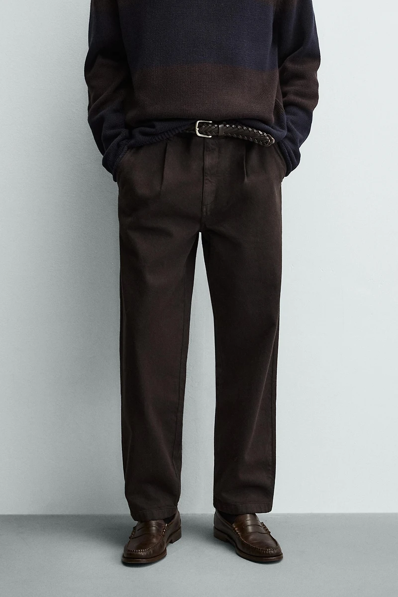PANTALON STRAIGHT FIT À PLIS
