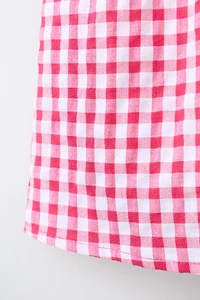 EMBROIDERED COLLAR GINGHAM SHIRT